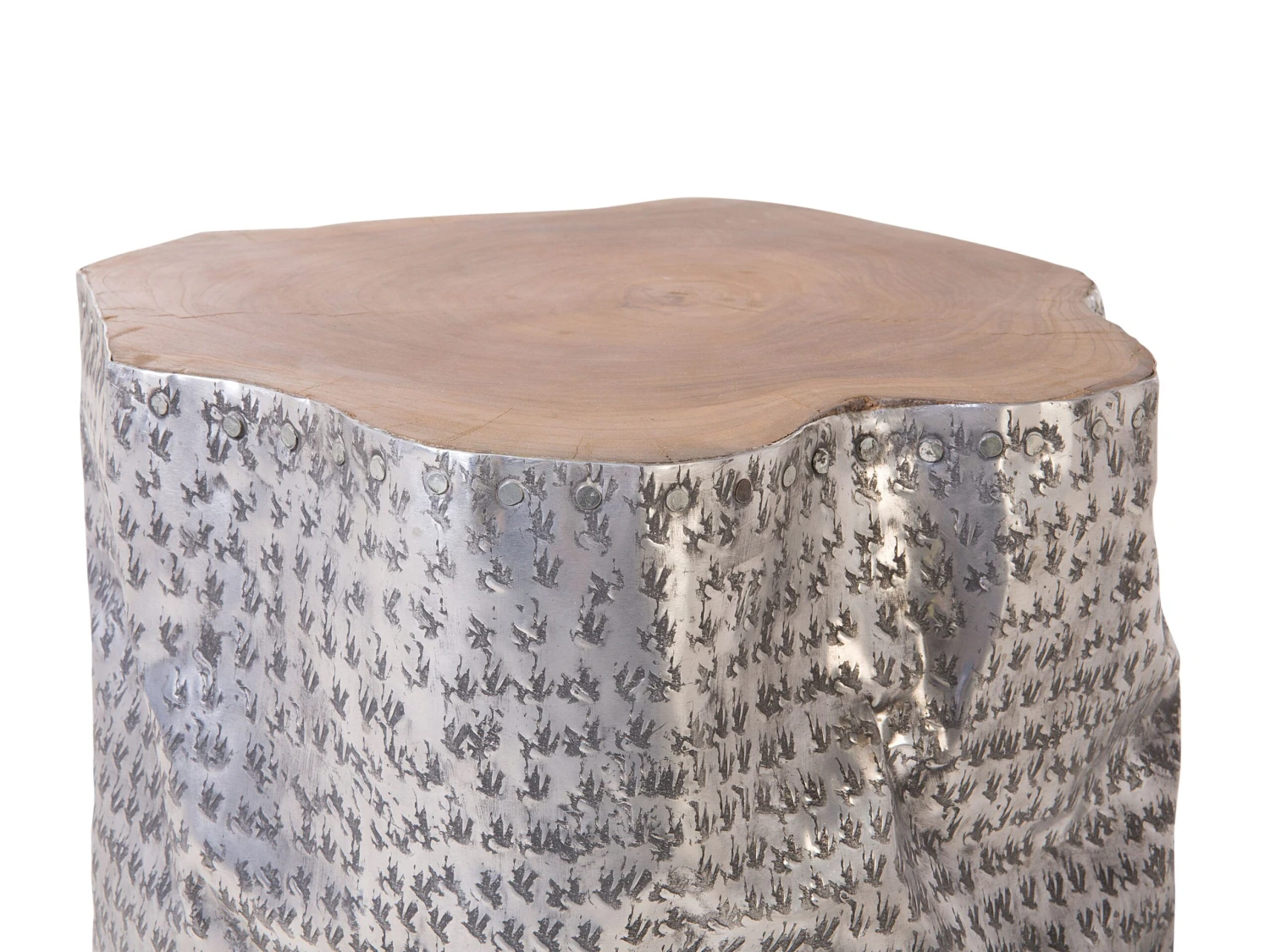 Teak Accent Side Table Silver GORDON - Image 6