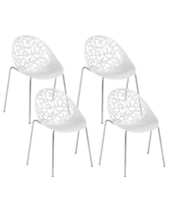 Set Of 4 Dining Chairs White MUMFORD
