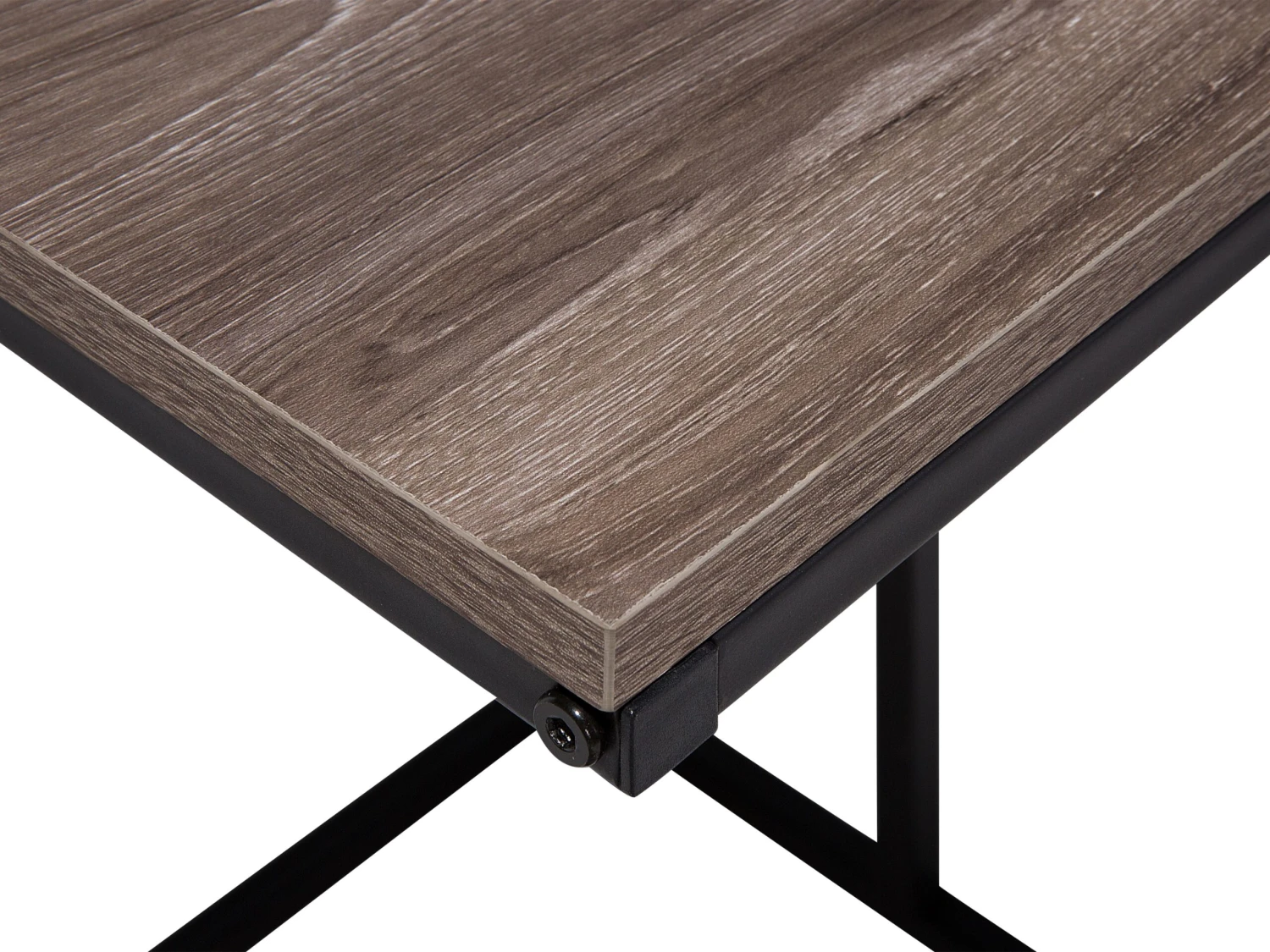 U-Shaped Side Table Taupe Wood With Black TROY - Image 9
