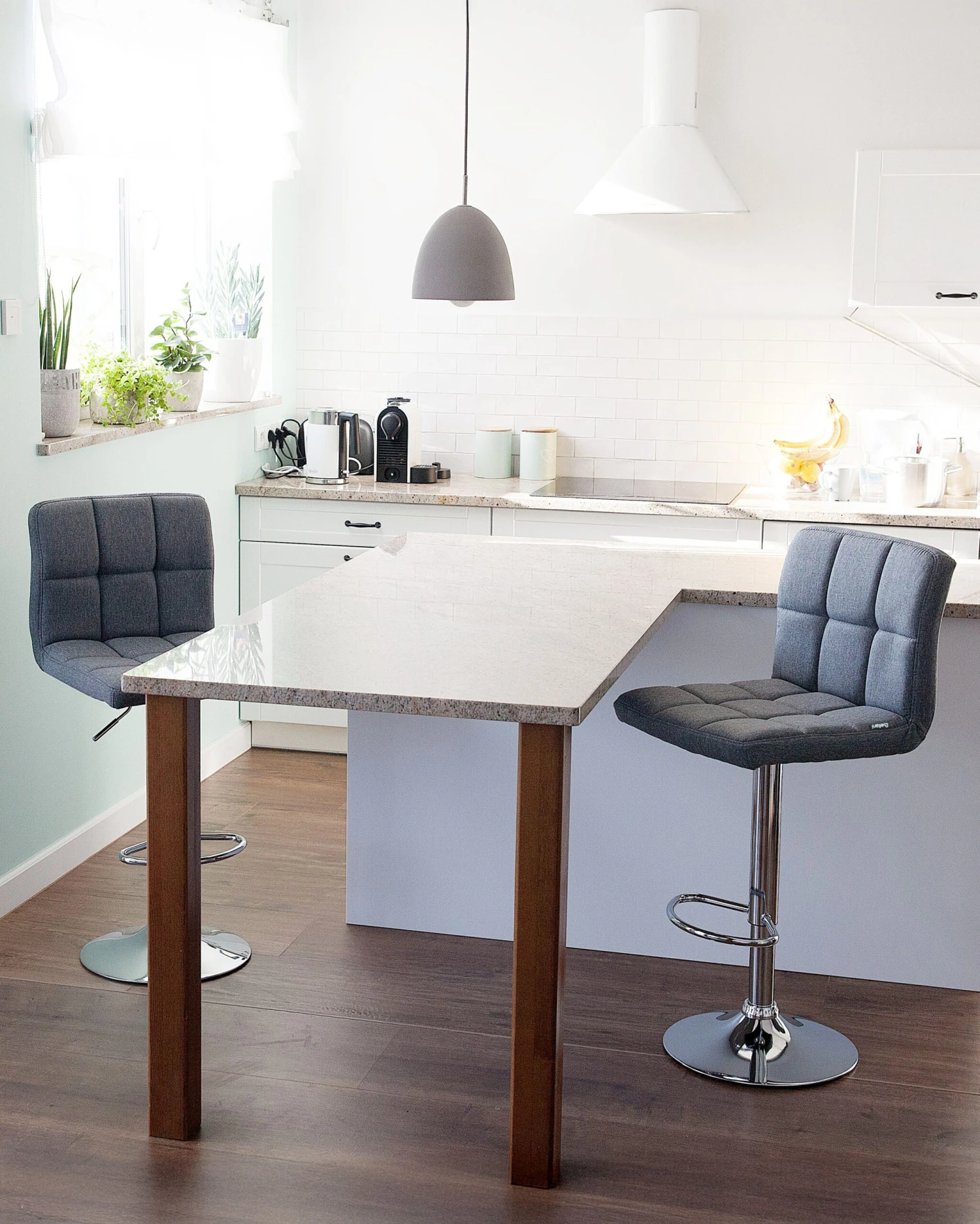 Set Of 2 Adjustable Bar Stools Grey MARION - Image 2