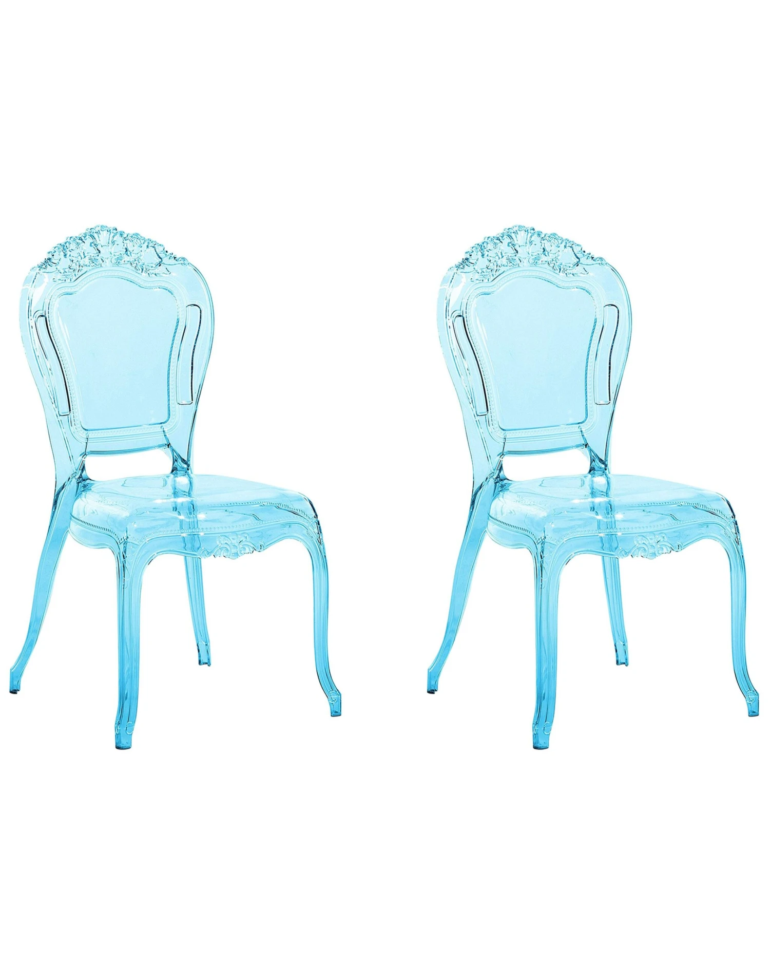 Set Of 2 Accent Chairs Acrylic Transparent Blue VERMONT 1 Set Of 2 Accent Chairs Acrylic Transparent Blue VERMONT