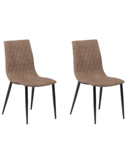 Set Of 2 Dining Chairs Faux Leather Light Brown MONTANA