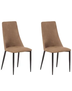 Set Of 2 Faux Leather Dining Chairs Golden Brown CLAYTON
