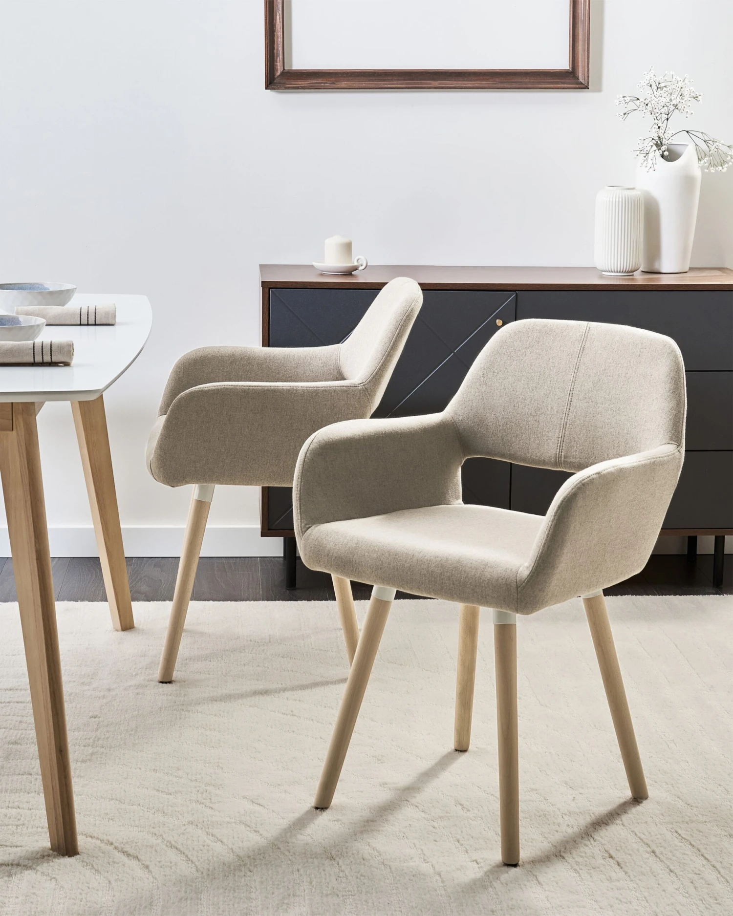 Set Of 2 Fabric Dining Chairs Taupe CHICAGO - Image 2