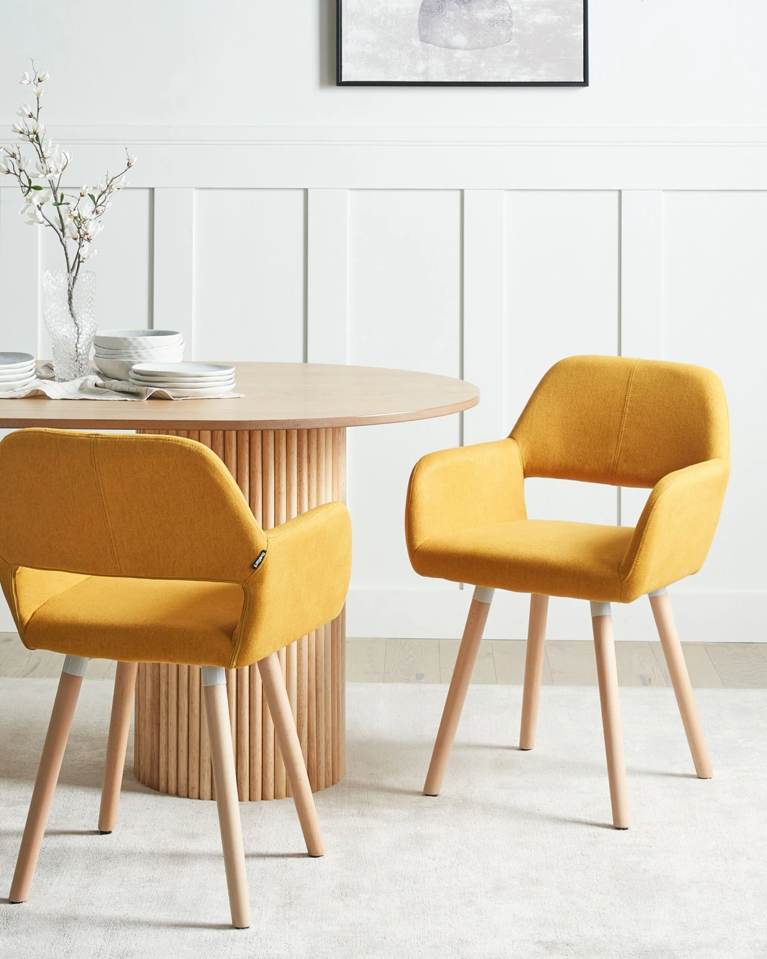 Set Of 2 Fabric Dining Chairs Yellow CHICAGO - Image 2