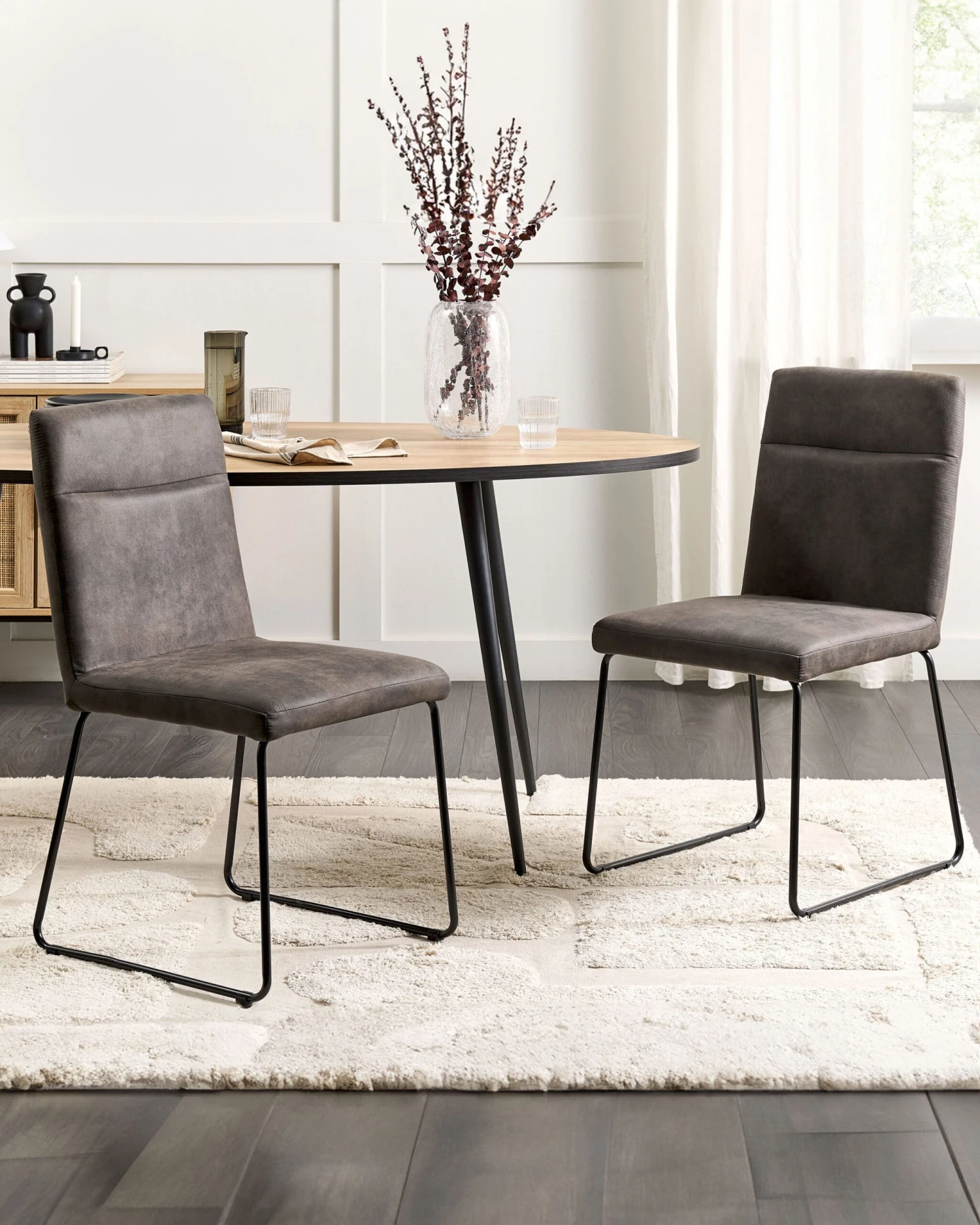 Set Of 2 Fabric Dining Chairs Grey NEVADA 2 Set Of 2 Fabric Dining Chairs Grey NEVADA - Image 2