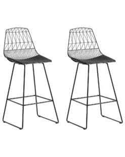 Set Of 2 Metal Bar Chairs Black PRESTON