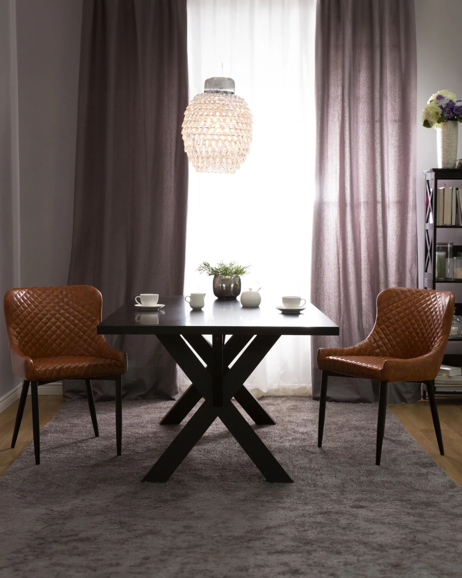 Set Of 2 Dining Chairs Faux Leather Brown SOLANO - Image 2