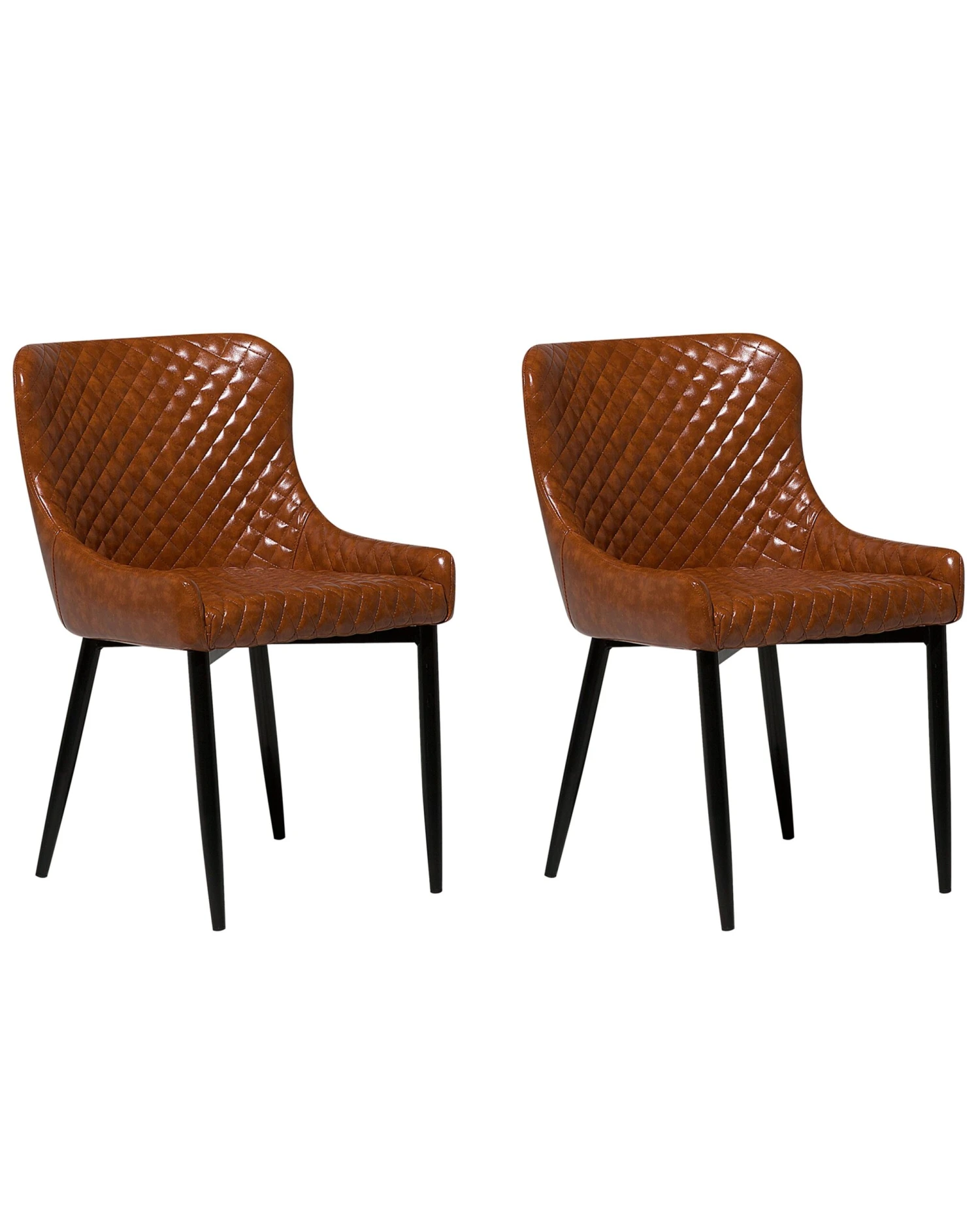 Set Of 2 Dining Chairs Faux Leather Brown SOLANO