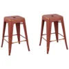 Set Of 2 Metal Stools 60 Cm Red With Gold CABRILLO