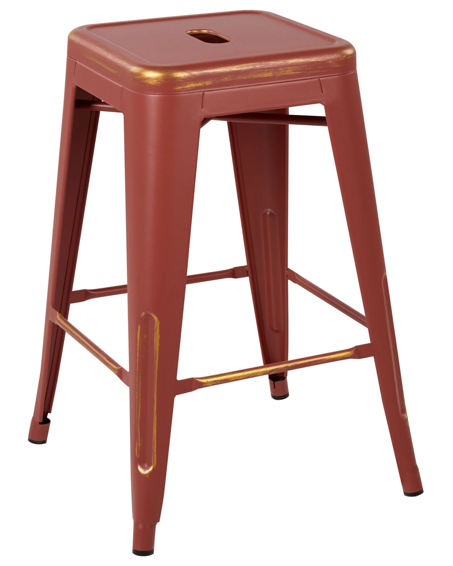 Set Of 2 Metal Stools 60 Cm Red With Gold CABRILLO - Image 3