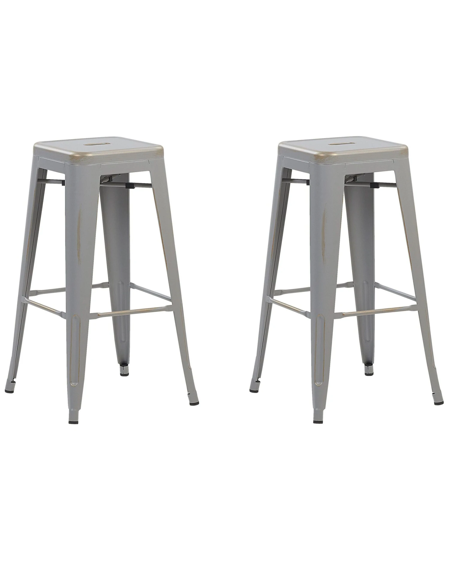 Set Of 2 Metal Stools 76 Cm Silver With Gold CABRILLO