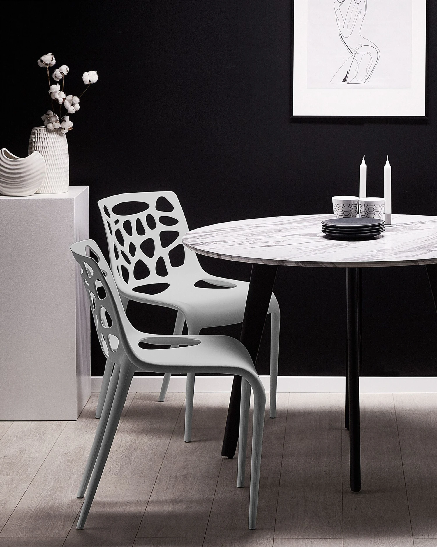 Plastic Garden Dining Chair Light Grey MORGAN - Image 2