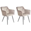 Set Of 2 Velvet Dining Chairs Taupe Beige JASMIN