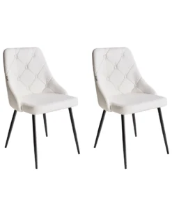 Set Of 2 Dining Chairs Faux Leather White VALERIE
