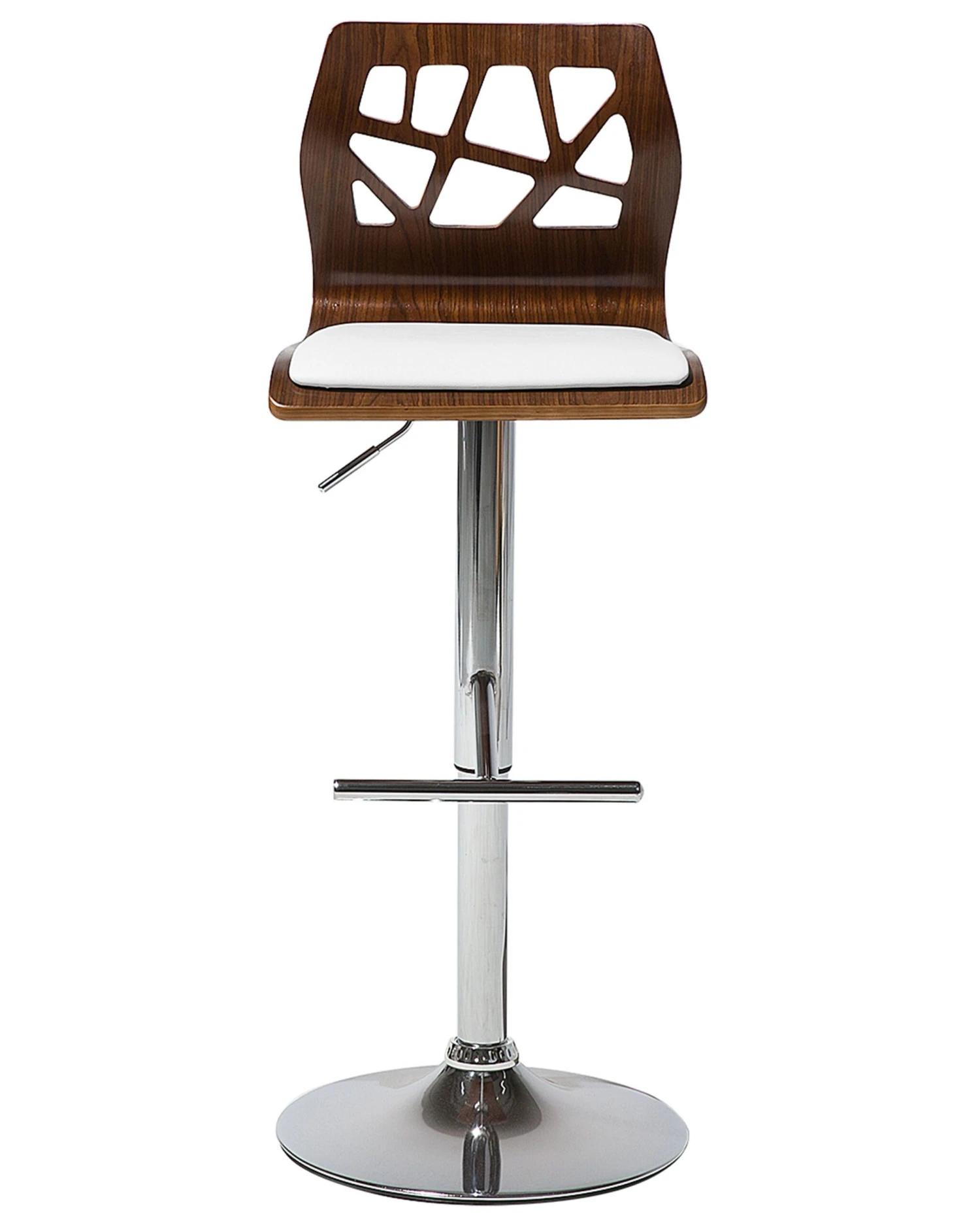 Bar Stool Dark Wood Faux Leather White PETERSBURG - Image 3