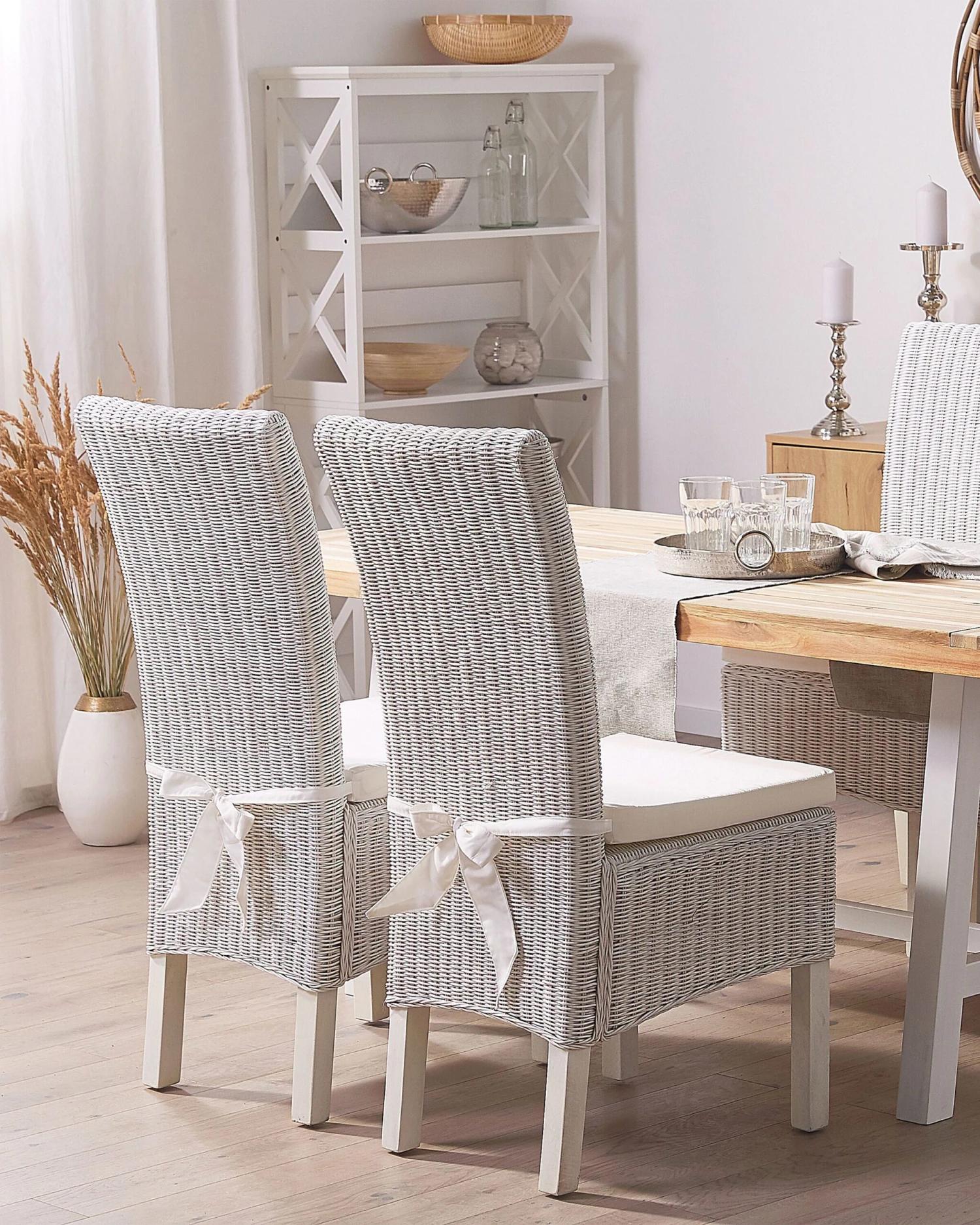Set Of 2 Rattan Dining Chairs White ANDES - Image 2