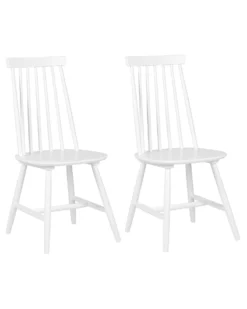 Set Of 2 Wooden Dining Chairs White BURBANK