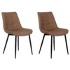 Set Of 2 Faux Leather Dining Chairs Golden Brown MELROSE