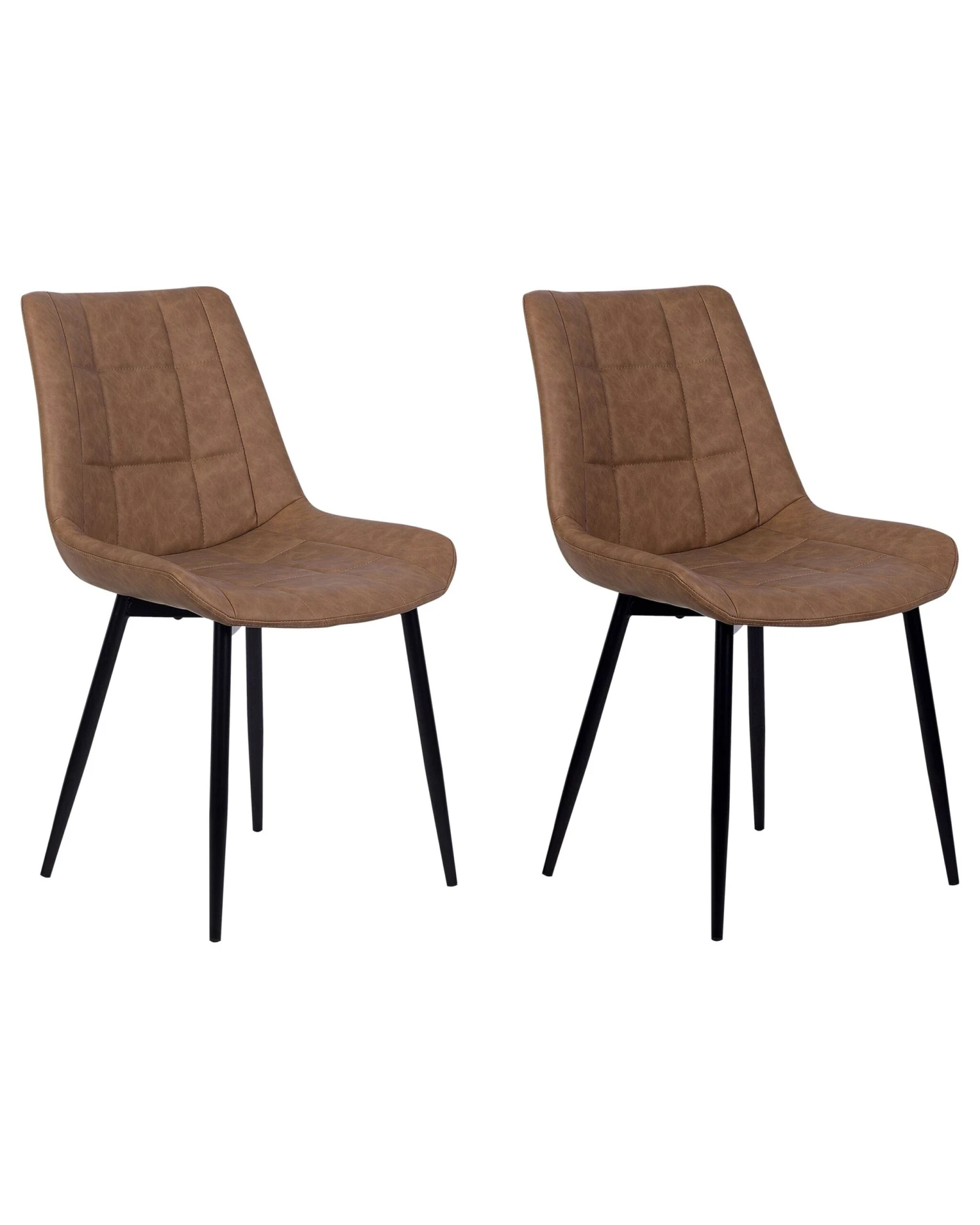 Set Of 2 Faux Leather Dining Chairs Golden Brown MELROSE