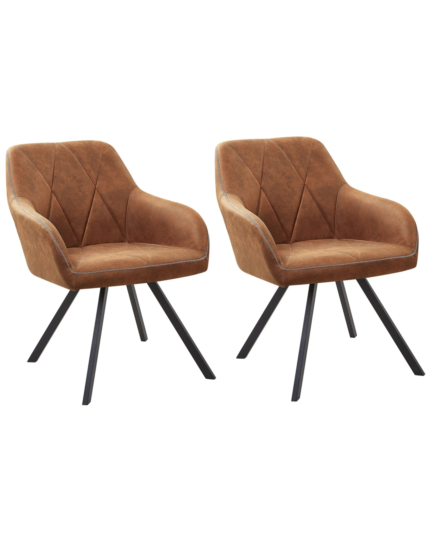 Set Of 2 Fabric Dining Chairs Brown MONEE 1 Set Of 2 Fabric Dining Chairs Brown MONEE