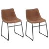 Set Of 2 Fabric Dining Chairs Brown BATAVIA