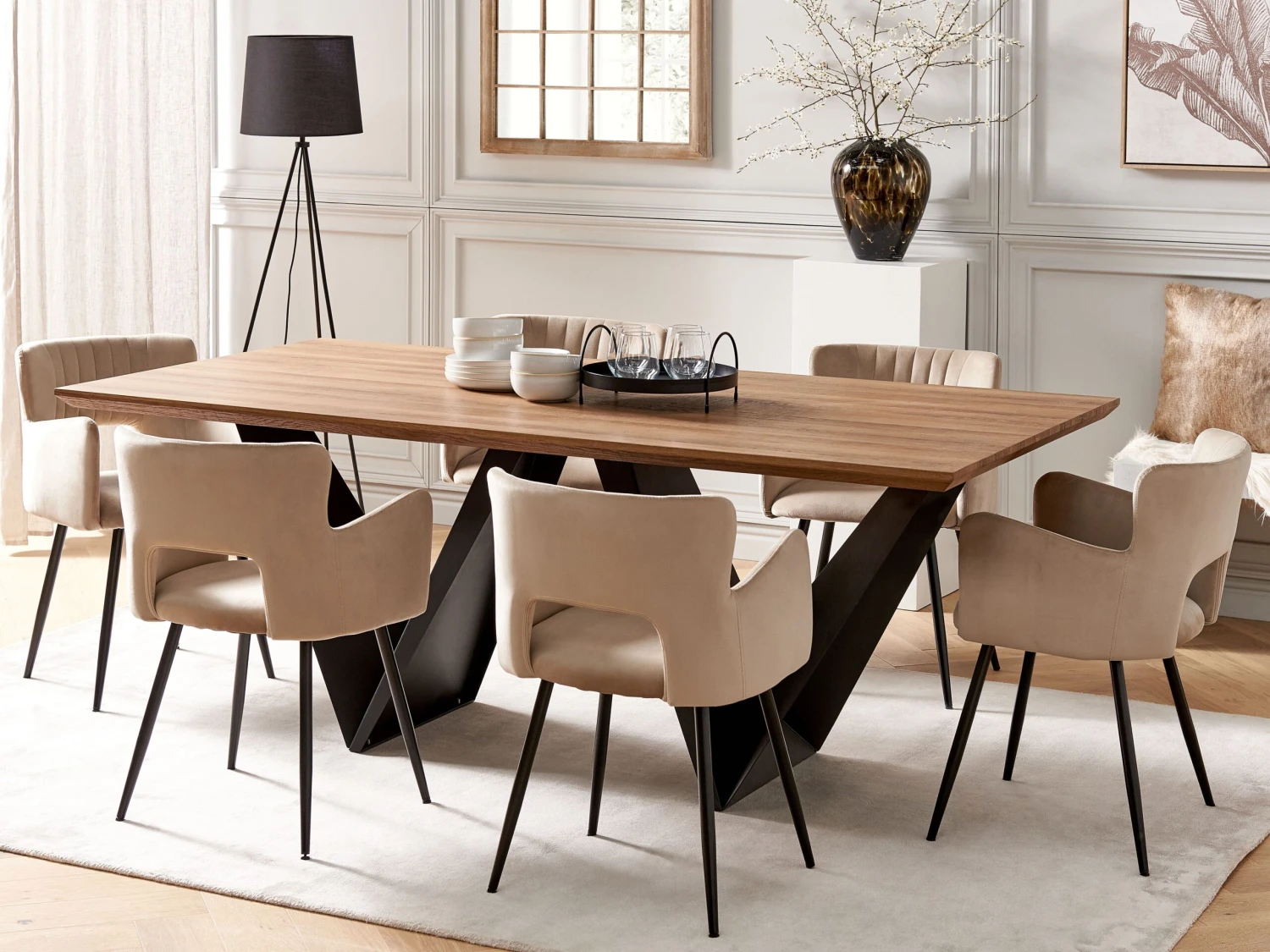 Dining Table 200 X 100 Cm Dark Wood With Black SINTRA 2 Dining Table 200 X 100 Cm Dark Wood With Black SINTRA - Image 2