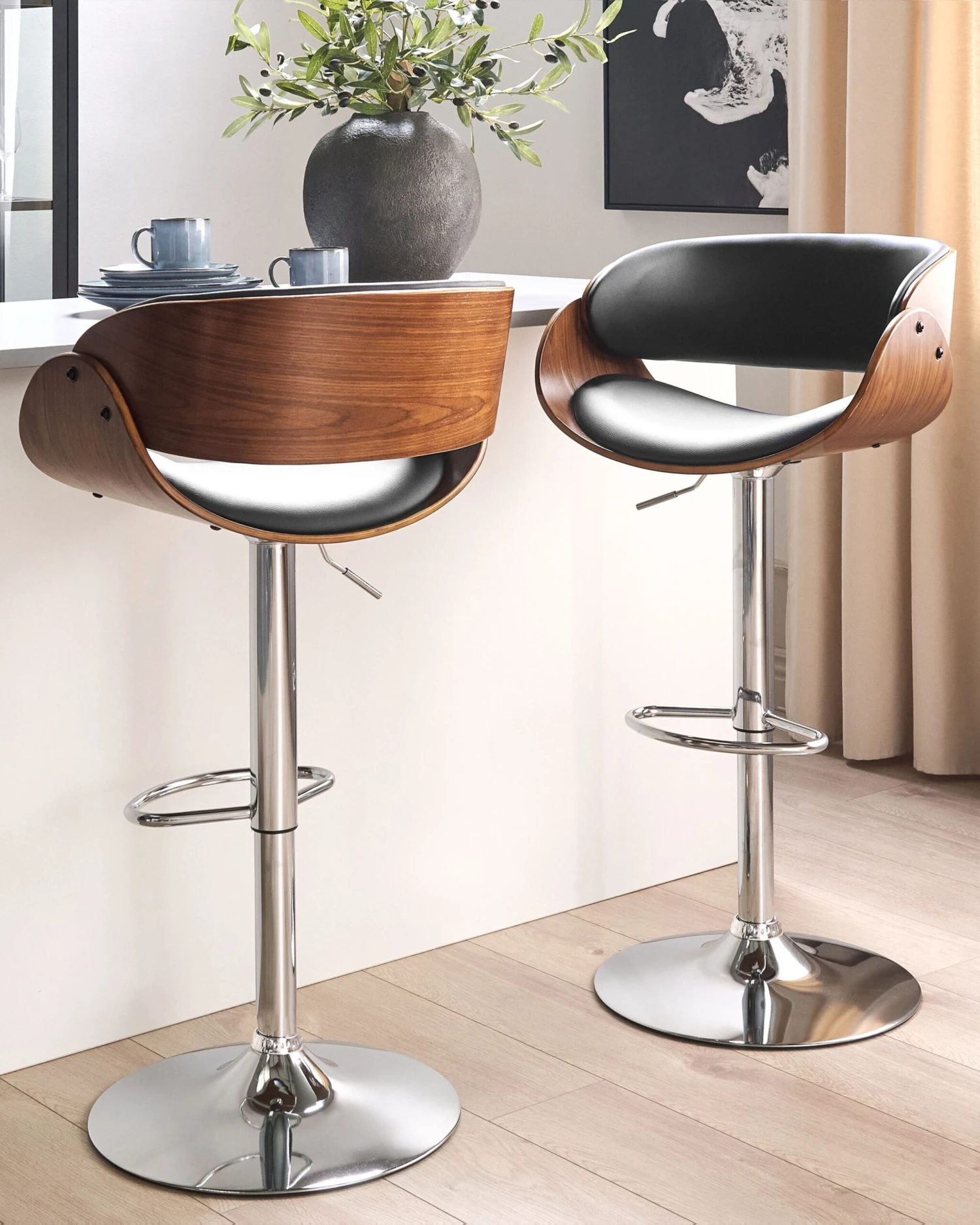 Swivel Bar Stool Dark Wood With Black BAKU 2 Swivel Bar Stool Dark Wood With Black BAKU - Image 2