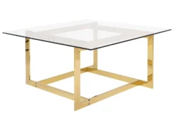 Glass Top Coffee Table Gold CRYSTAL