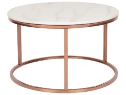 Coffee Table Beige Marble Effect With Copper CORAL