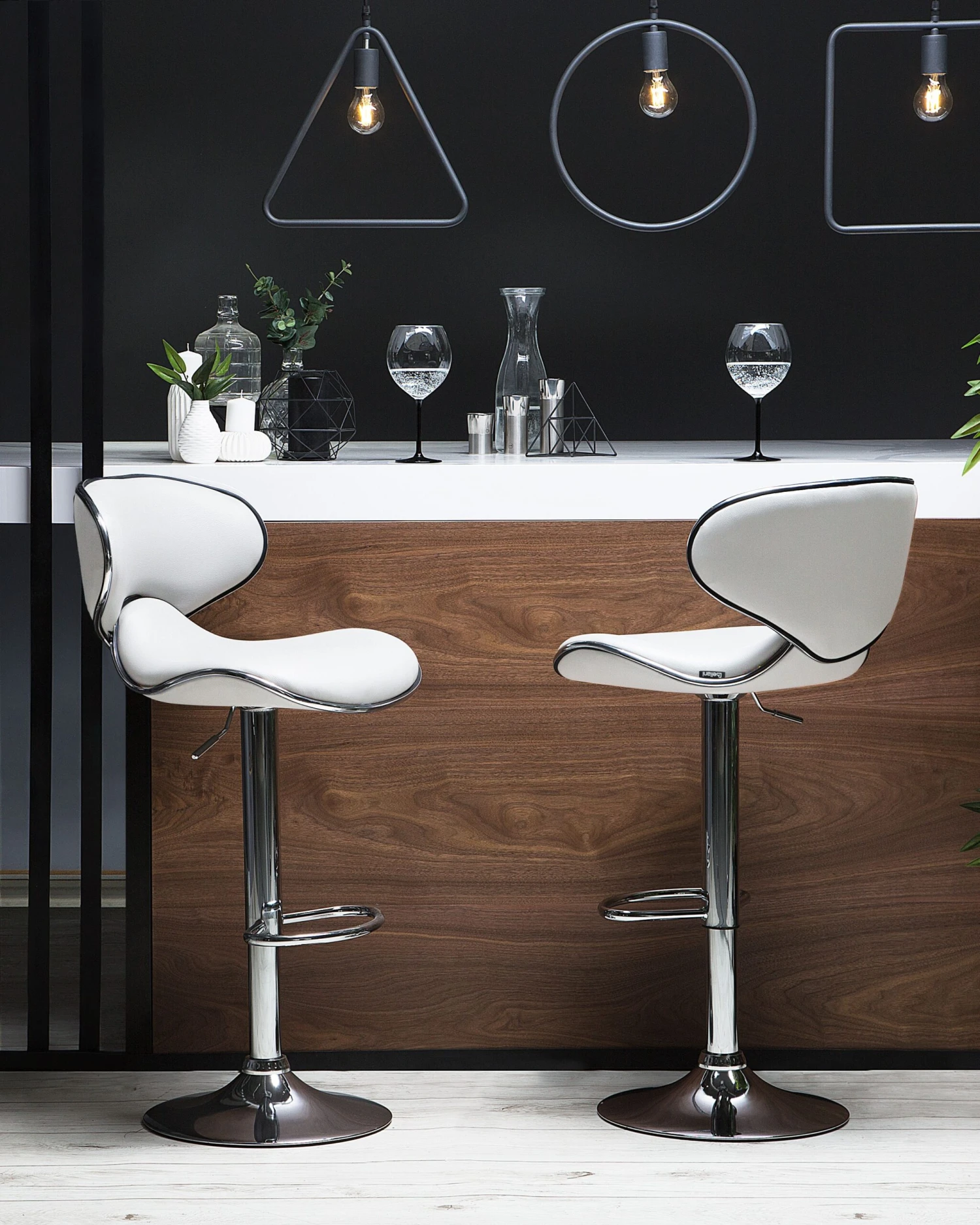 Set Of 2 Faux Leather Swivel Bar Stools White CONWAY - Image 2