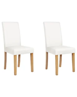 Set Of 2 Faux Leather Dining Chairs White BROADWAY