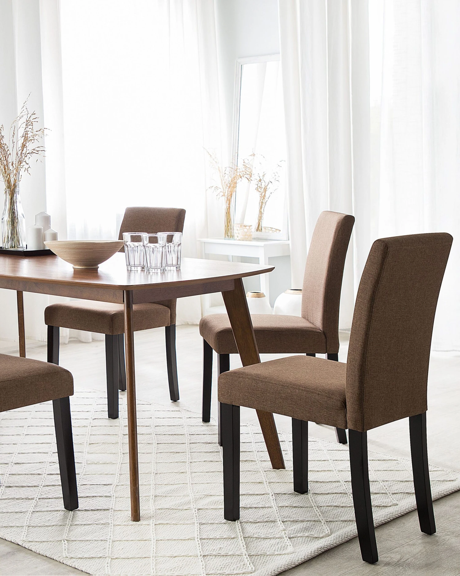 Set Of 2 Fabric Dining Chairs Brown BROADWAY 3 Set Of 2 Fabric Dining Chairs Brown BROADWAY - Image 3