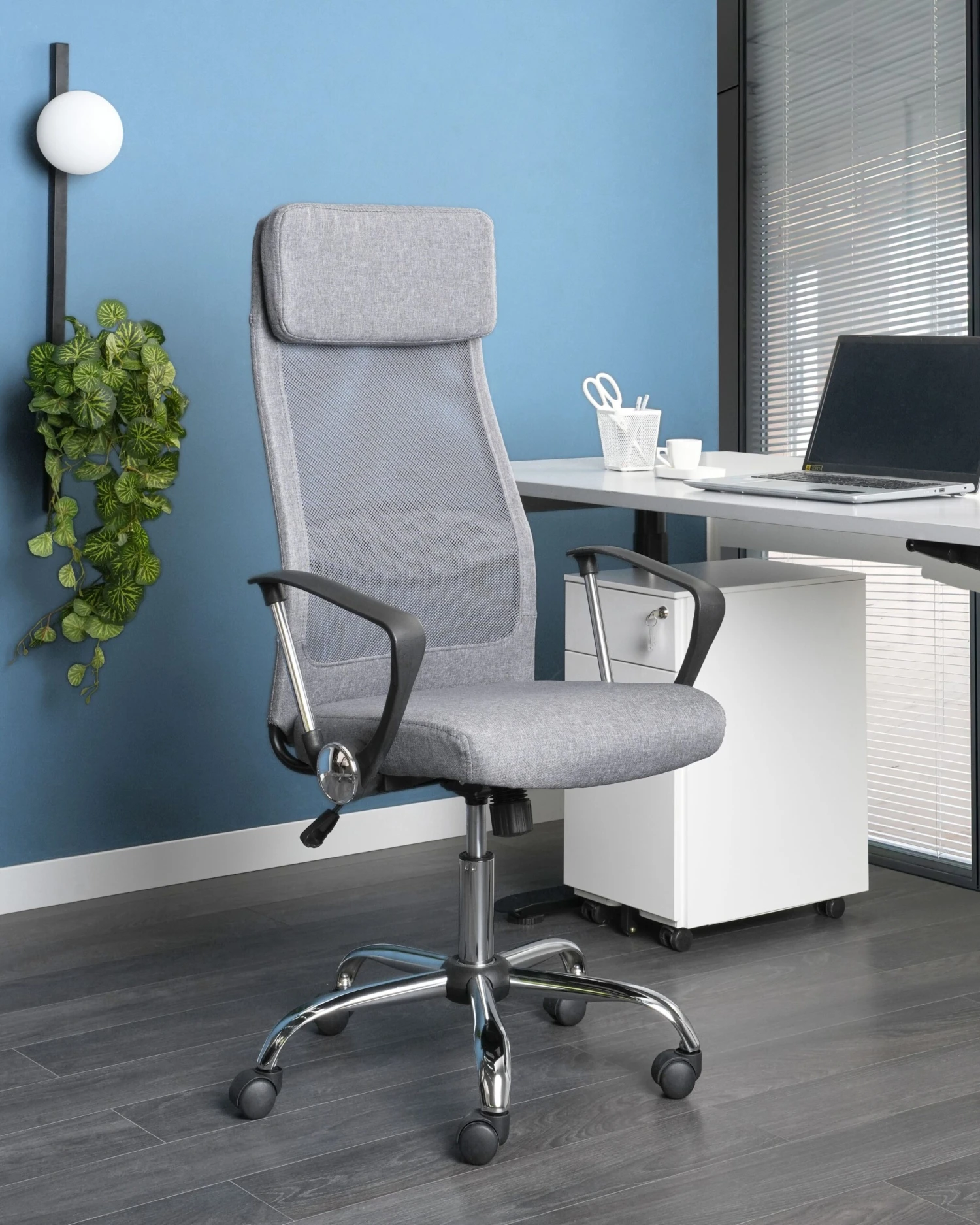 Faux Leather Office Chair Dark Grey PIONEER - Image 2