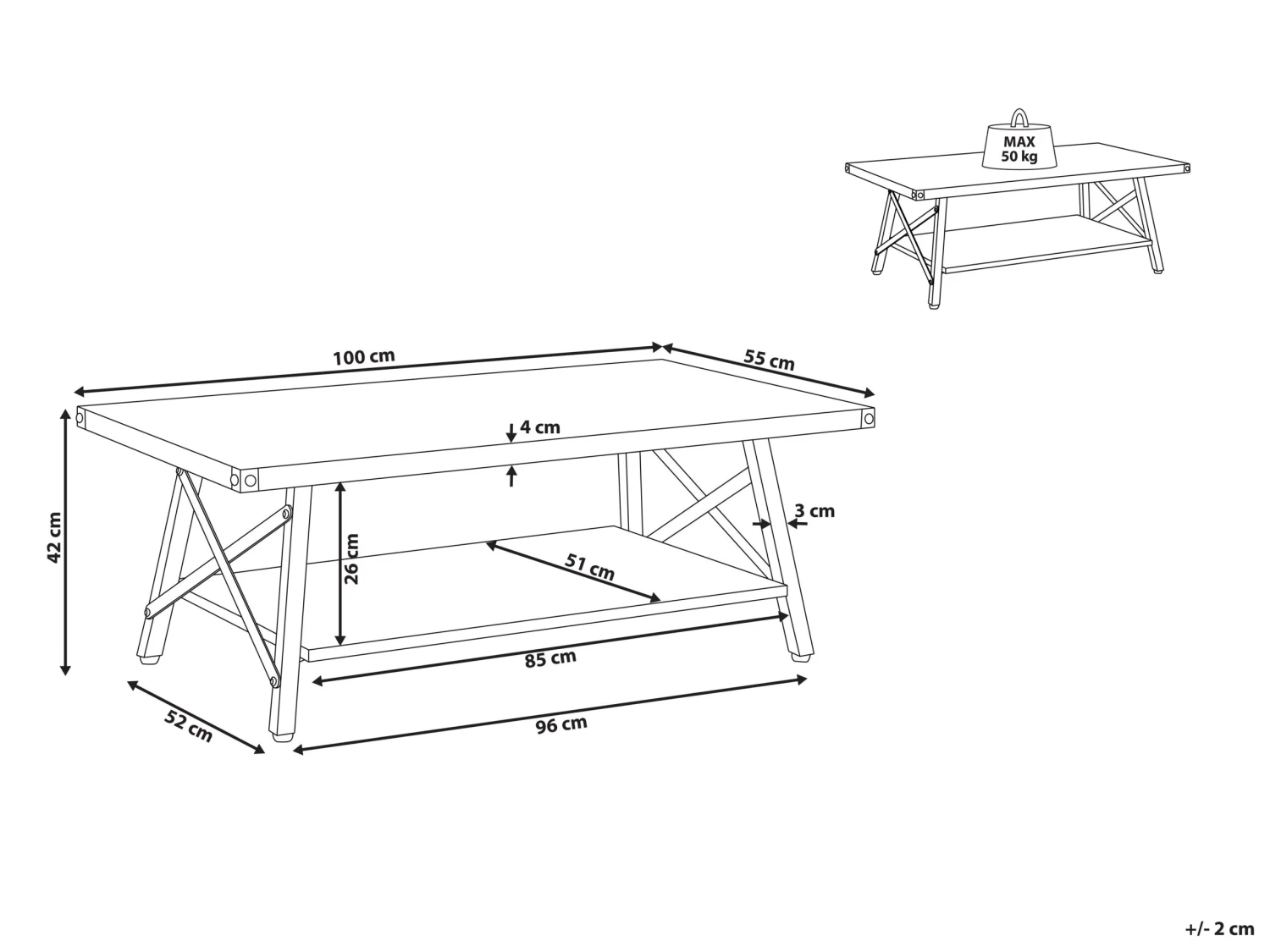 Coffee Table With Shelf Taupe Wood CARLIN - Image 8