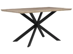 Dining Table 140 X 80 Cm Light Wood With Black SPECTRA