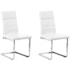 Set Of 2 Faux Leather Dining Chairs White ROCKFORD