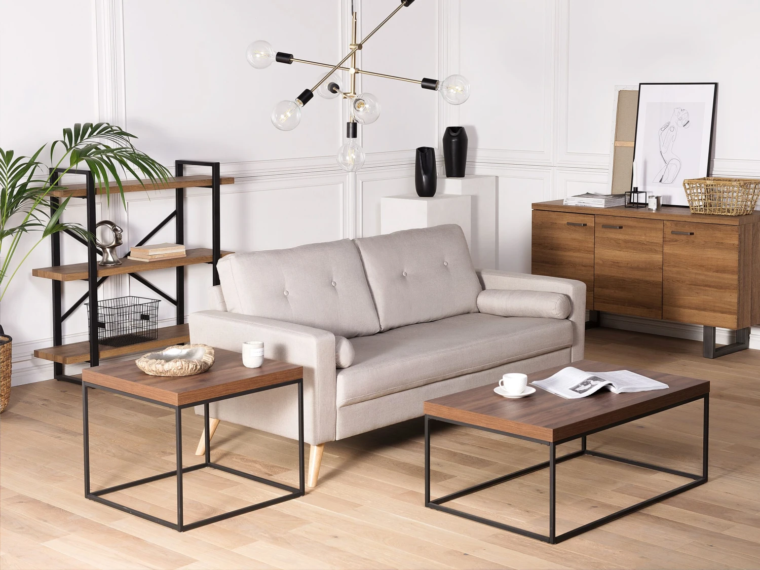 Coffee Table Dark Wood With Black DELANO - Image 2