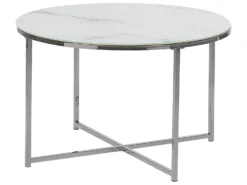 Coffee Table Marble Effect White With Silver QUINCY