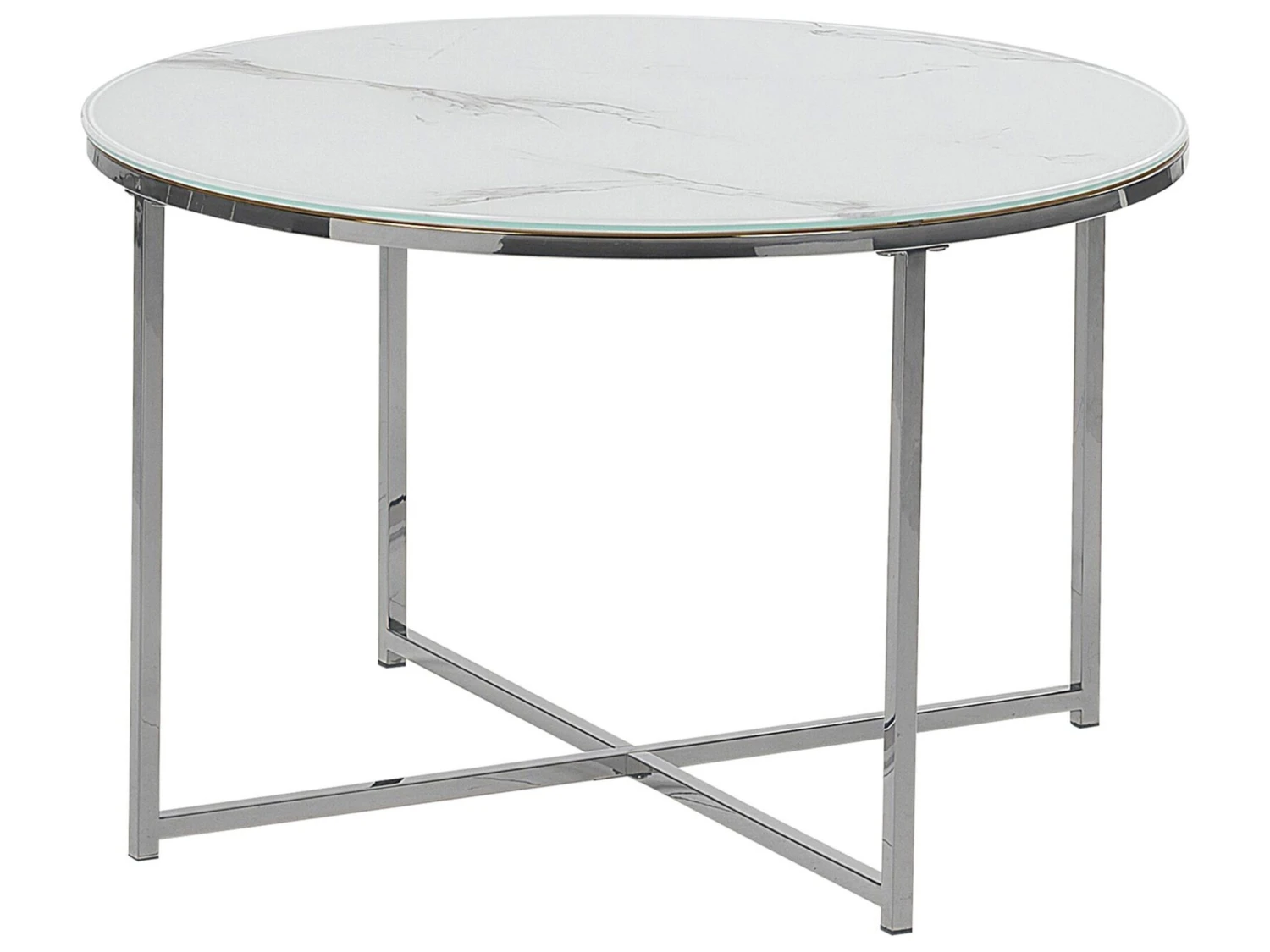 Coffee Table Marble Effect White With Silver QUINCY