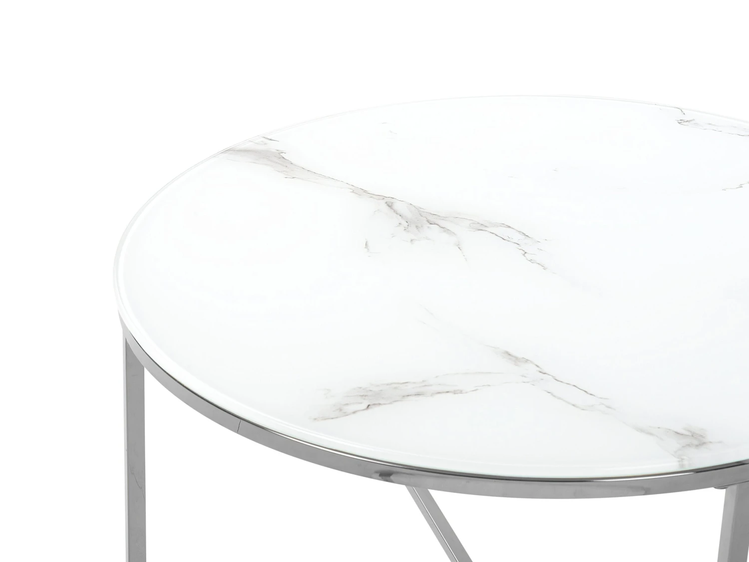 Coffee Table Marble Effect White With Silver QUINCY - Image 3