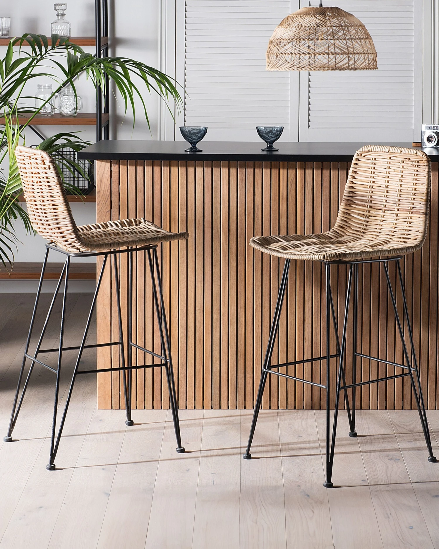 Set Of 2 Rattan Bar Chairs Natural CASSITA - Image 2