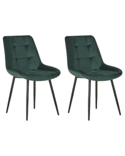 Set Of 2 Velvet Dining Chairs Green MELROSE