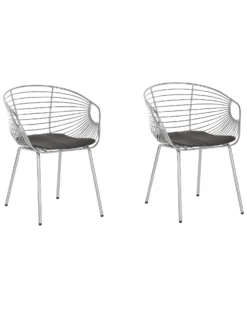 Set Of 2 Metal Accent Chairs Silver HOBACK