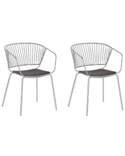 Set Of 2 Metal Accent Chairs Silver RIGBY