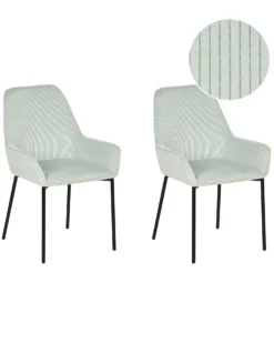 Set Of 2 Jumbo Cord Dining Chairs Mint Green LOVERNA