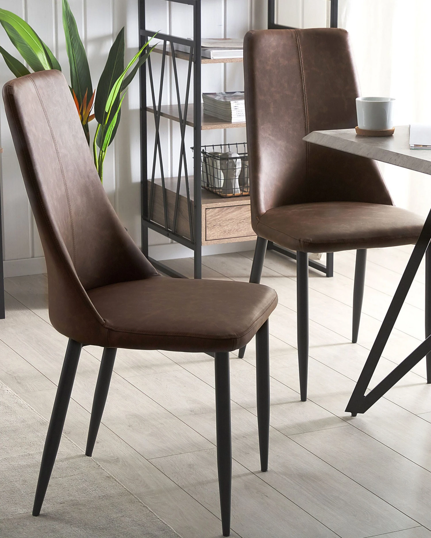 Set Of 2 Faux Leather Dining Chairs Brown CLAYTON - Image 2