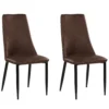 Set Of 2 Faux Leather Dining Chairs Brown CLAYTON