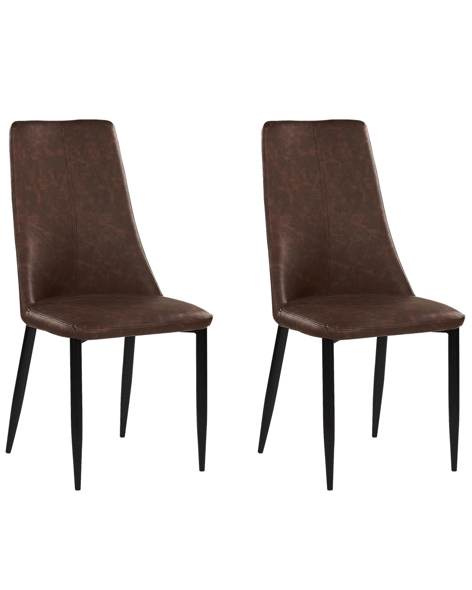 Set Of 2 Faux Leather Dining Chairs Brown CLAYTON