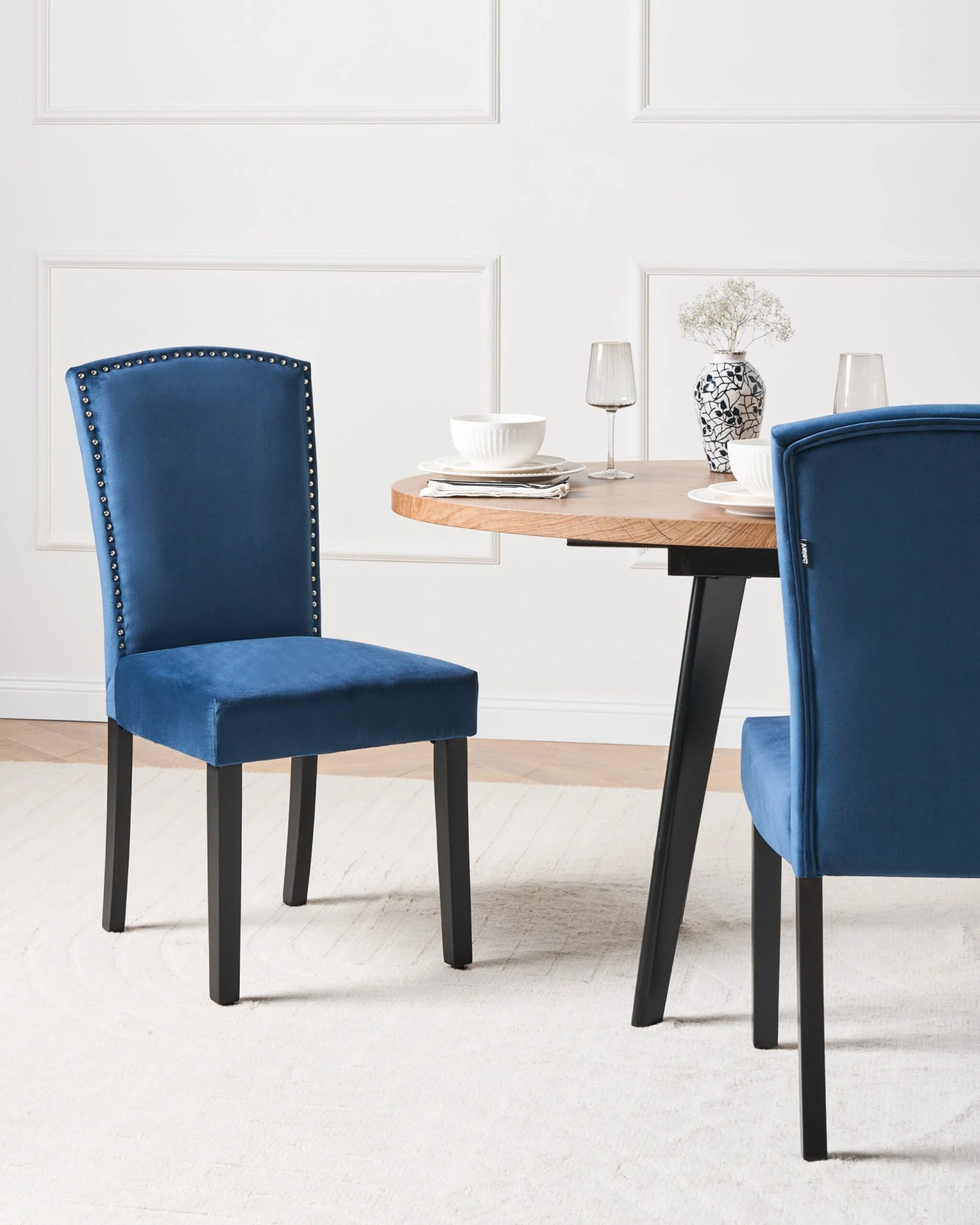 Set Of 2 Velvet Dining Chairs Blue PISECO - Image 2